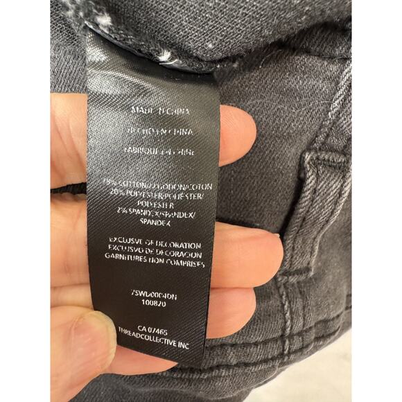 Y2K Bebe High Waisted High Rise V-Front Skinny Jeans Black Gray Grunge Women 32 - Picture 9 of 10